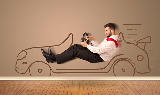 Man test driving share trading