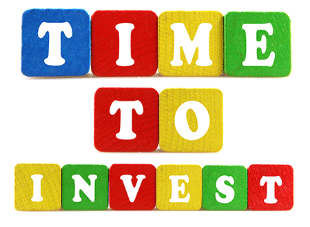 Blocks with the words time to invest