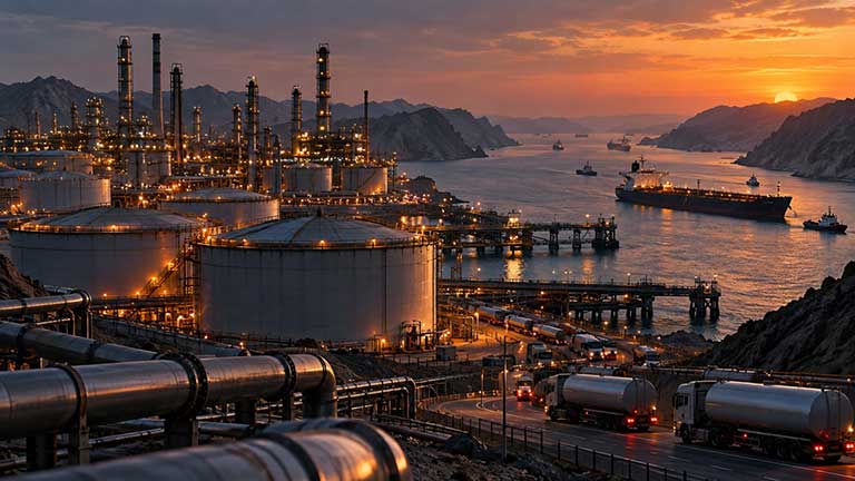 Picture of an oil refinery.
