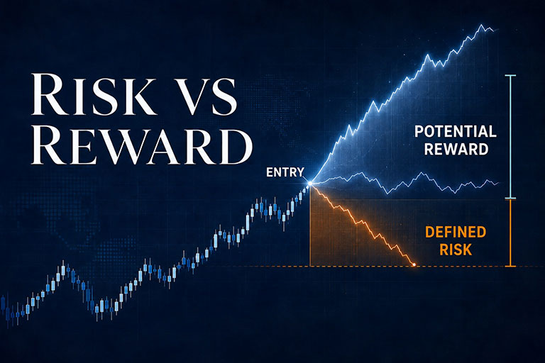 Trending stock showing the risk vs reward of it going up or down.