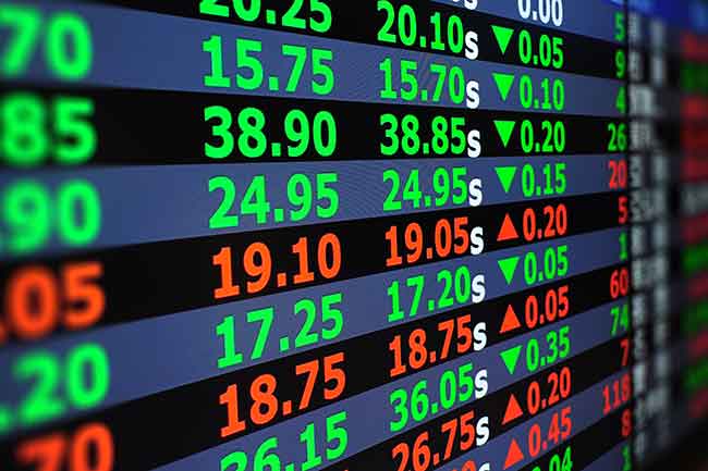 Display of stock exchange market quotes