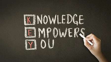 blackboard with the words knowledge empowers you