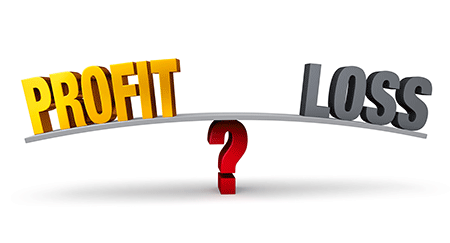scale with the words profit and loss