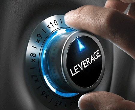 a dial with the words leverage