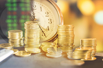 clock with money beside it growing over time