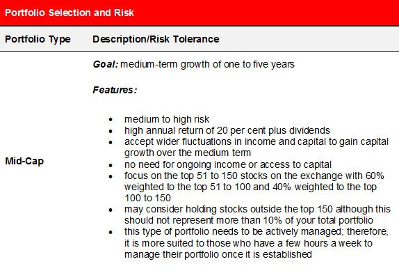 Characteristics of constructing a mid-cap portfolio