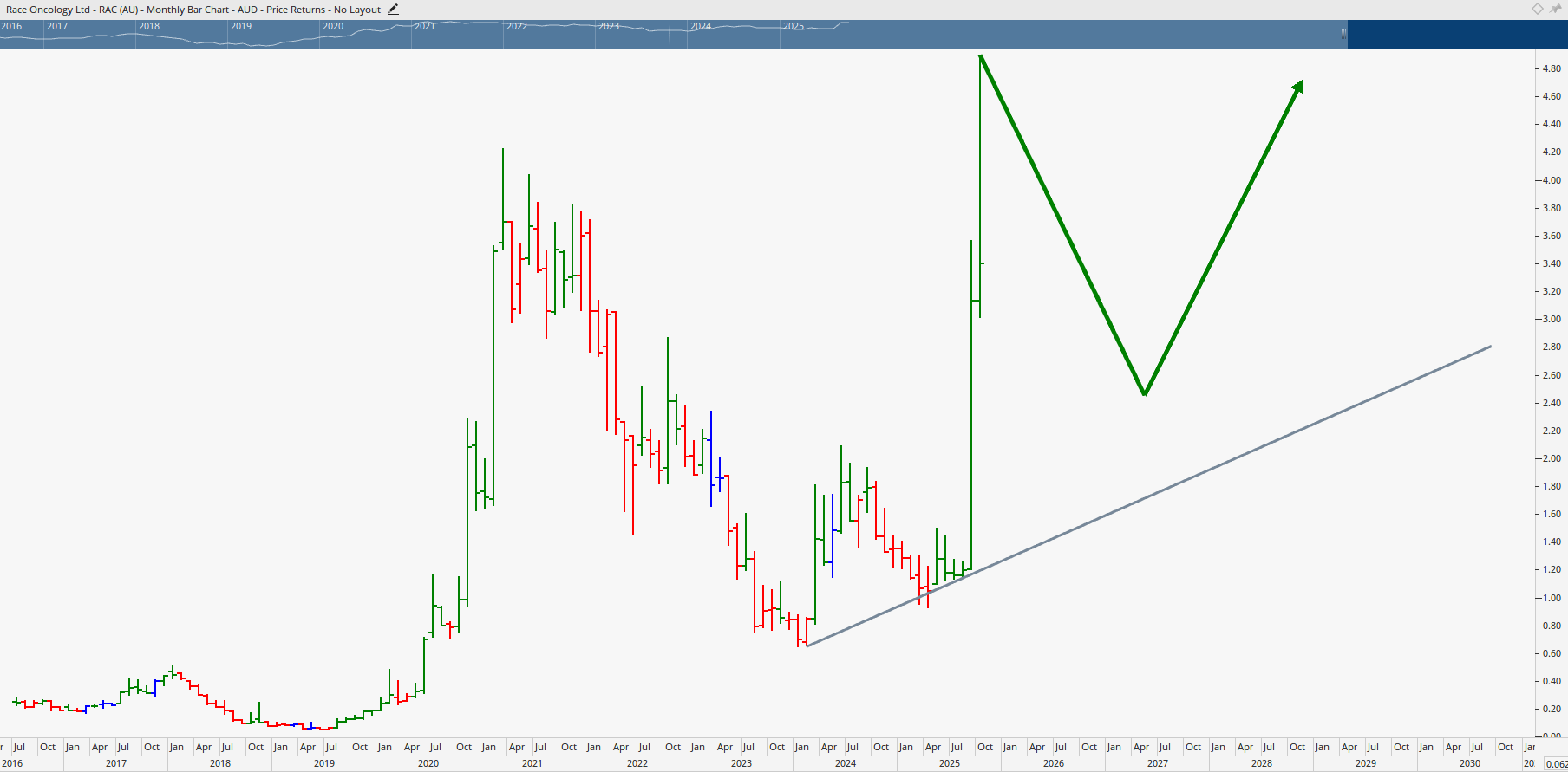  Monthly bar chart of Race Oncology.