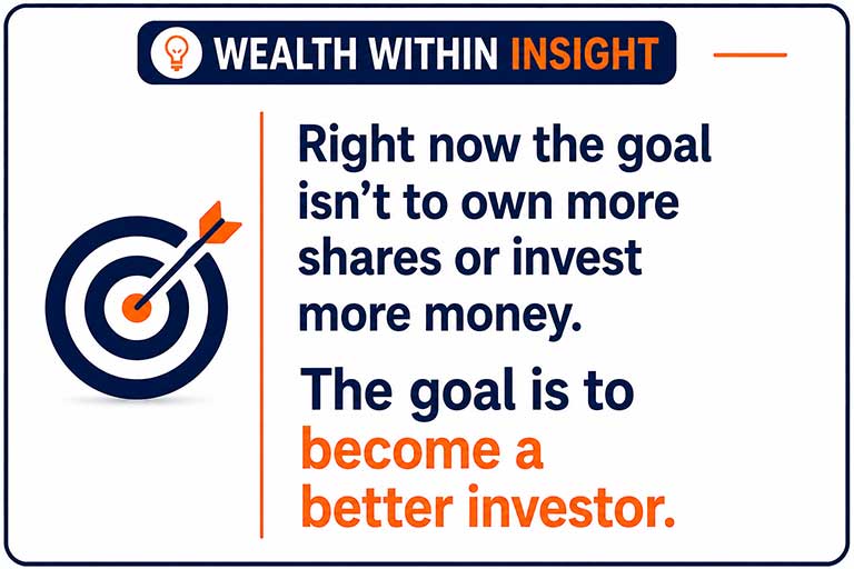 The goal isn't simply to own more shares or invest more money. The goal is to become a better investor.