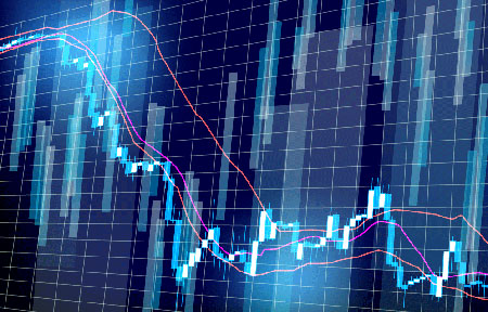 Stock chart with falling stock price