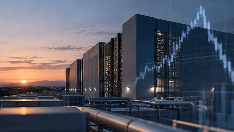 Large datacentres sprawling across the landscape.
