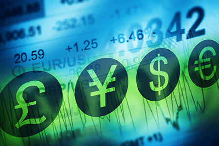 different currency overlaid on top of a stock chart