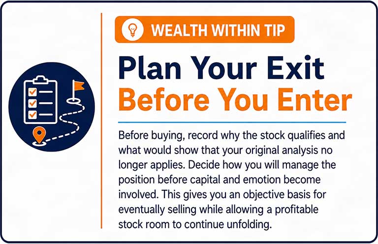 Wealth Within Tip: Plan your exit before you enter.