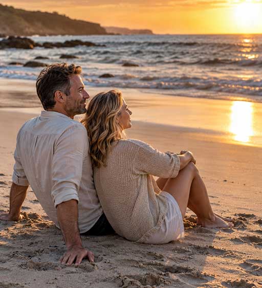 Happy graduate enjoying the sunset with his wife.